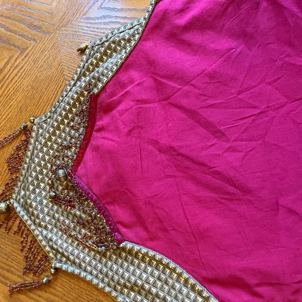 Classic Table Runner Red Gold Beaded Tassel Floral Brocade Castle Royalcore Luxe